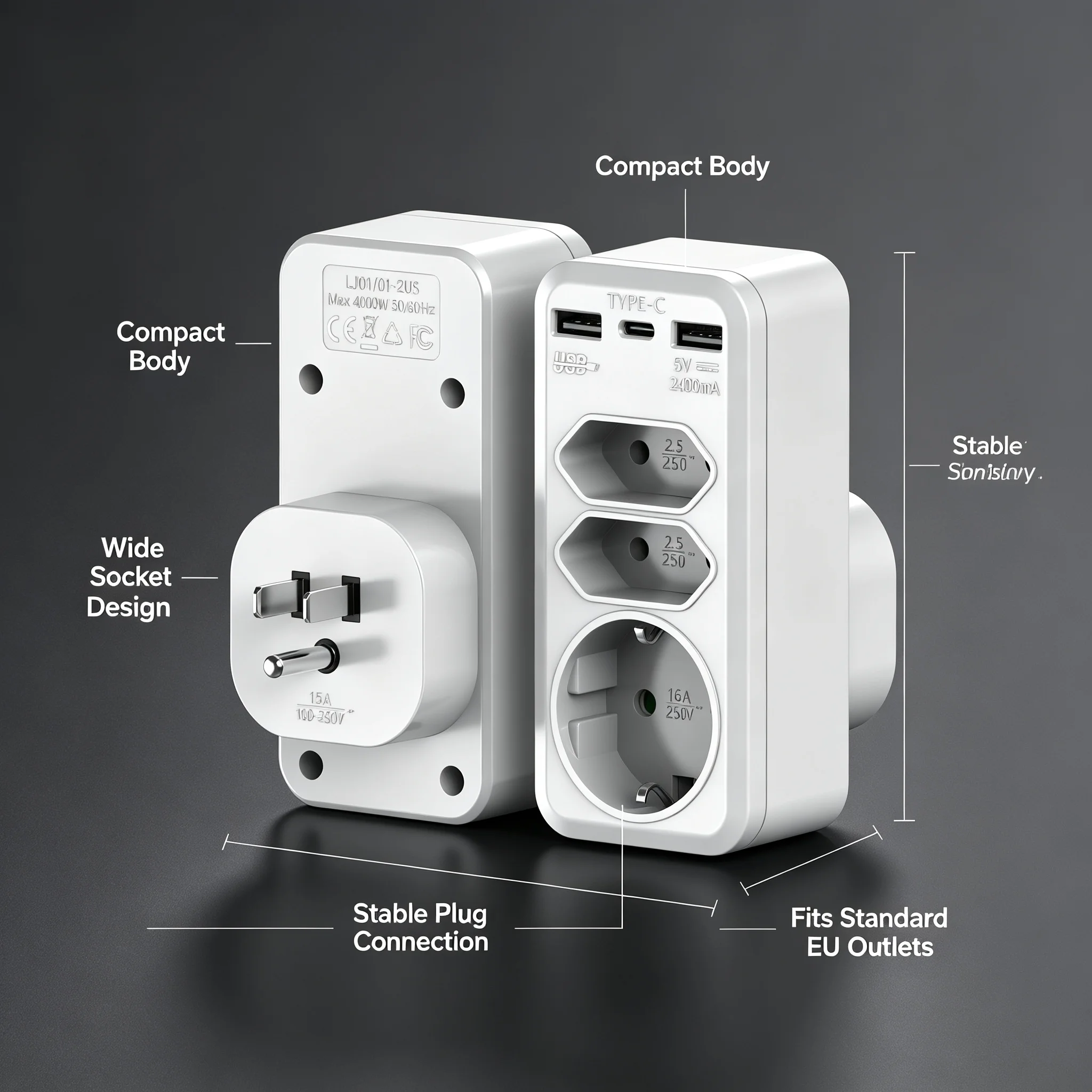 WIFI socket Multi functional Power Strip American to European Conversion USB Charging Ports Wall Socket Power Adapter Electrical