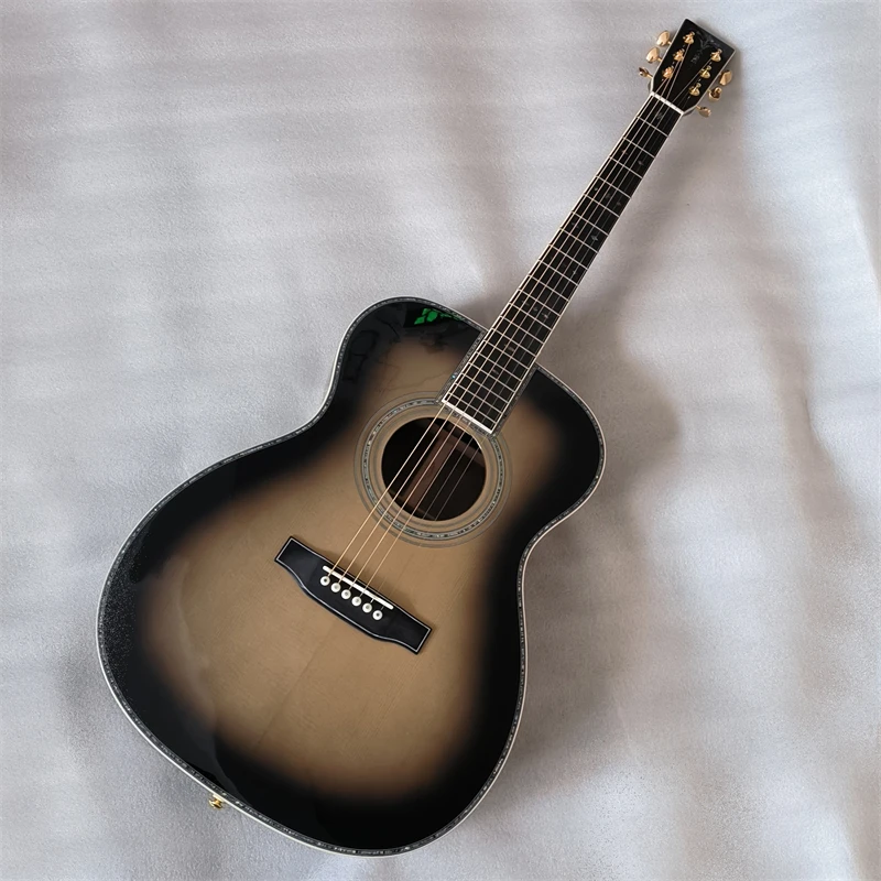 40 Inch Solid Wood Acoustic Guitar, Handcrafted Folk Guitar