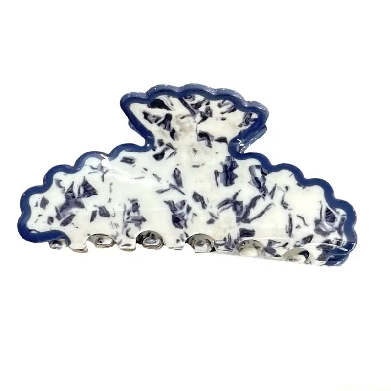 31BF Marble Vein Hair Claw For Women Resin Clip Effortless Updos Accessory