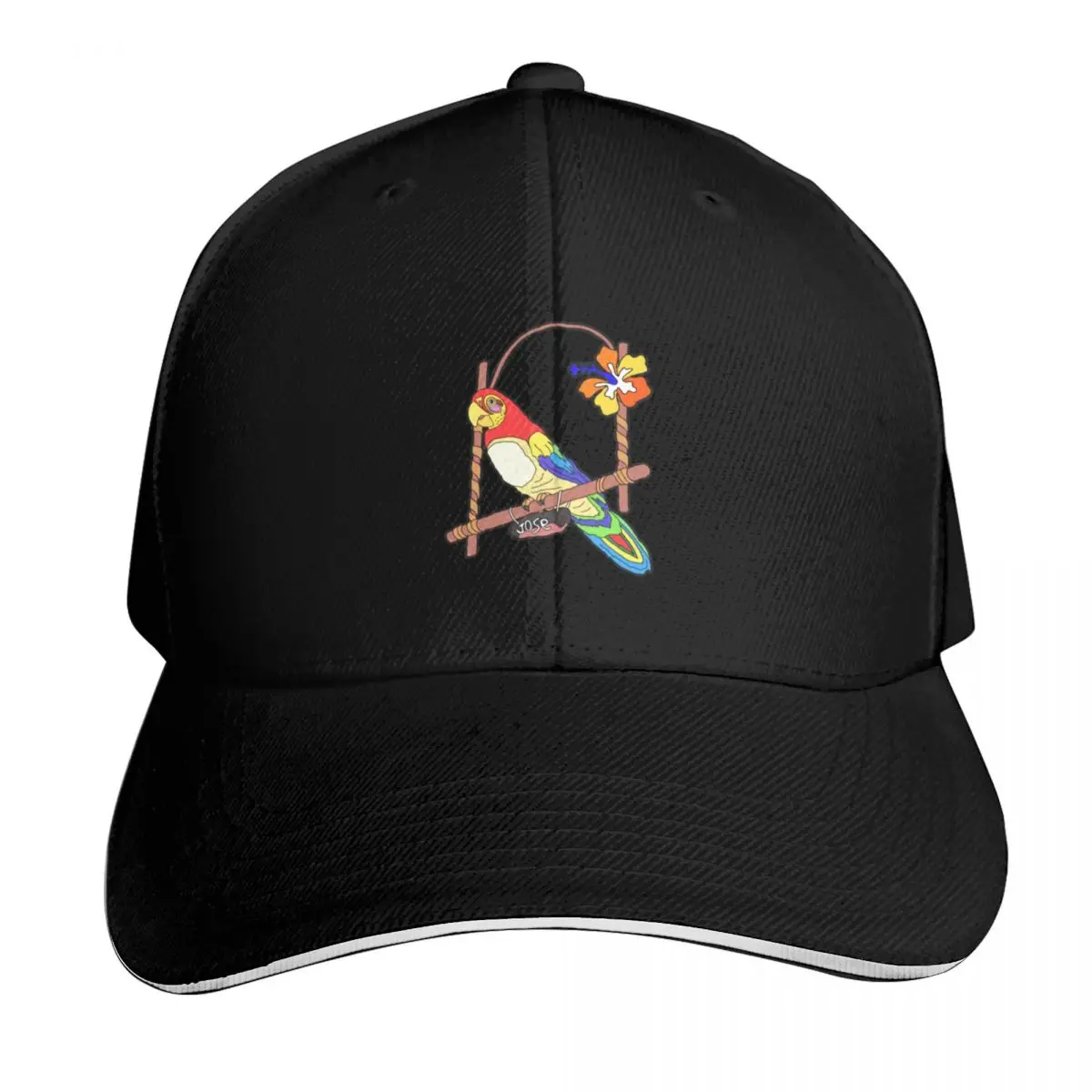 Tiki Parrot Baseball Cap Quick Dry Performance Cotton Twill Breathable Contrast Two Tone Brim