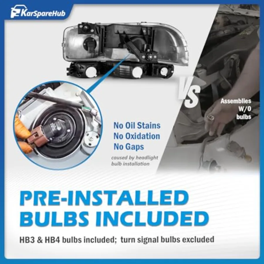 Conjunto de faróis para 19992006 GMC Sierra 1500 2500 e 20002006 GMC Yukon XL com lâmpadas completas do lado do motorista e do passageiro H