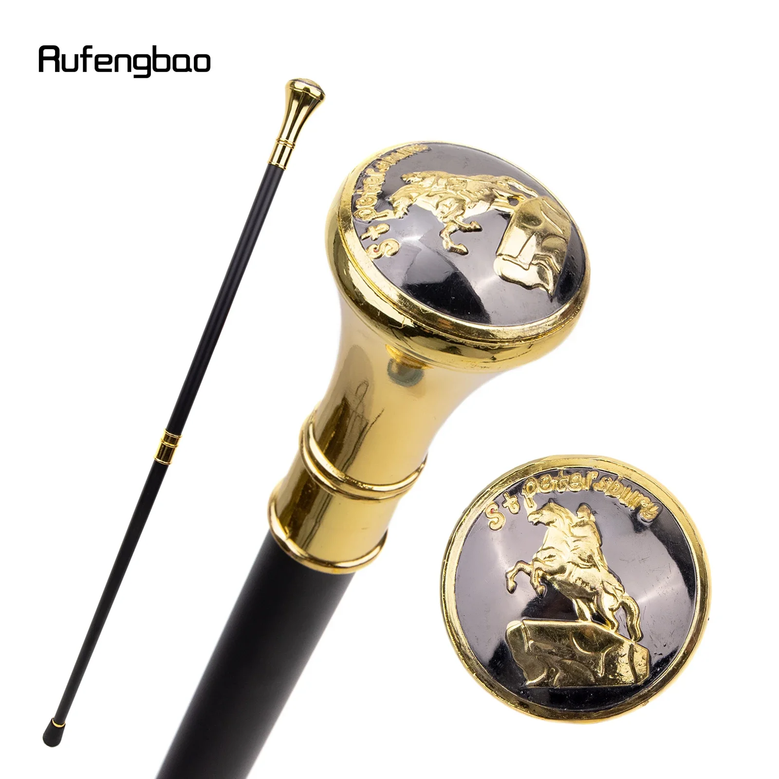 Golden Stpetersburg The Bronze Horseman Totem Walking Cane Fashion Walking Stick Gentleman Crosier Knob Walking Stick 93cm