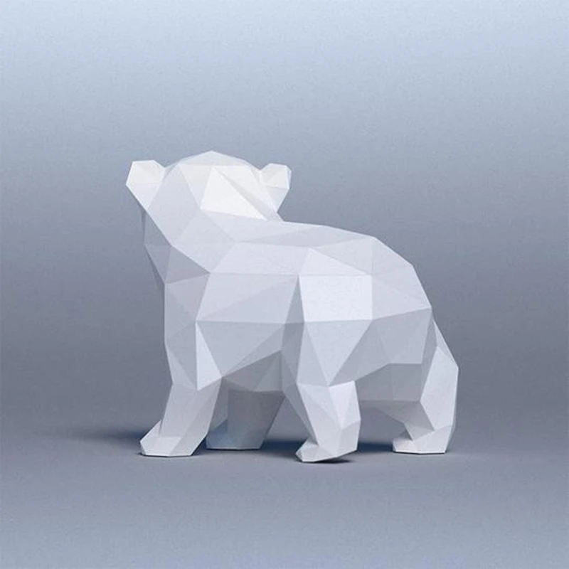 Baby Polar Bear Cubs Paper Model Kit Geometric Polygon Papercraft Creative 3D Model decorazione della stanza dei bambini ornamenti per la casa