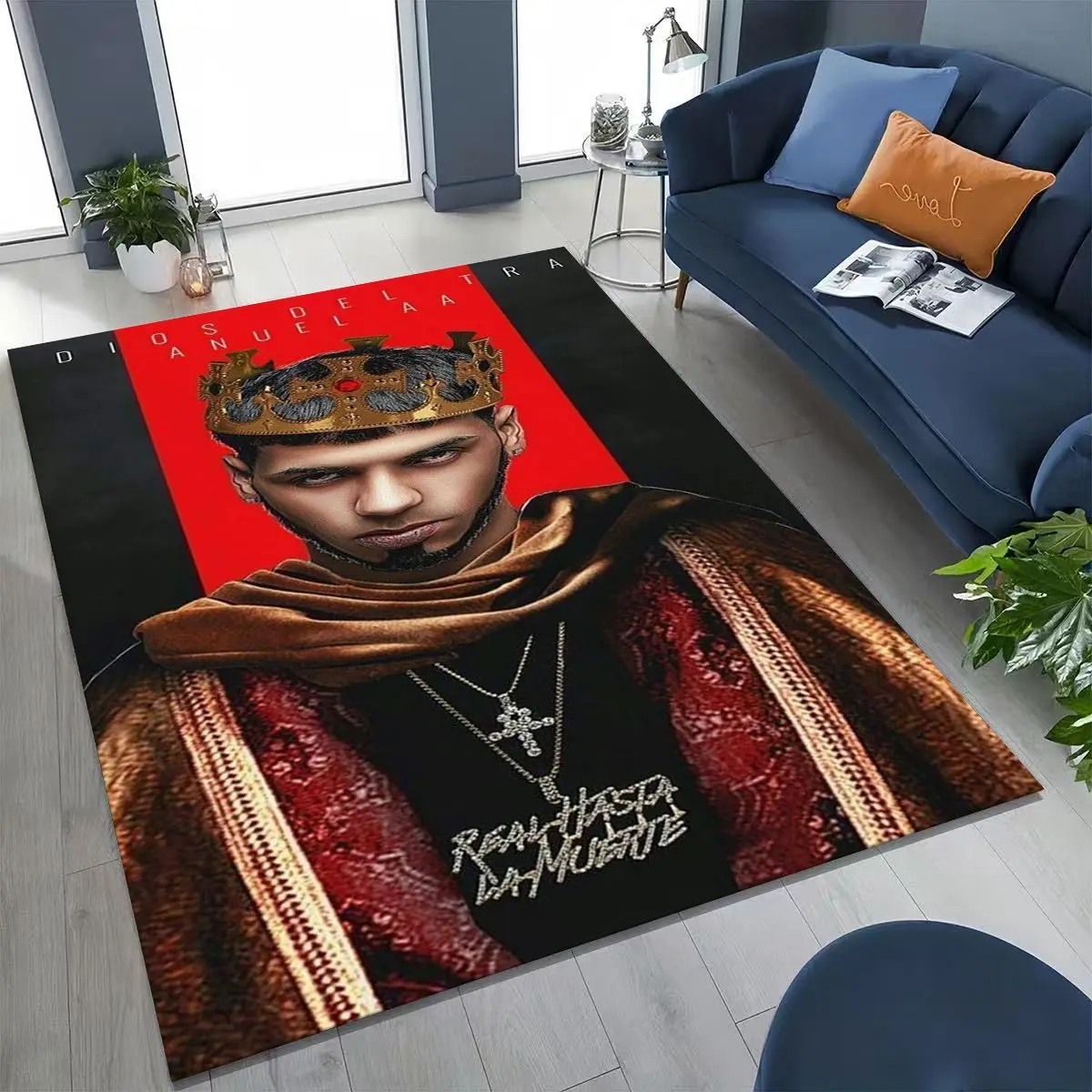 

Anuel AA Hip Hop Rapper Singer Carpet Rug for Bedroom Living Room Sofa Home Doormat Decor, Large Kid Play Non-slip Floor Mat