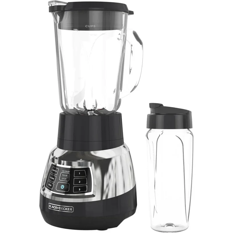 BL1400DG-P Quiet Stainless Steel Blender with Cyclone Glass Cup