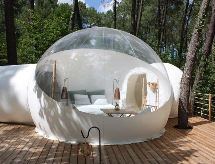 Outdoor Camping Transparent Inflatable Bubble Tent Bi-Spherical Clear House Garden Cabin Lodge Starry Sky  Dome With Free Blower