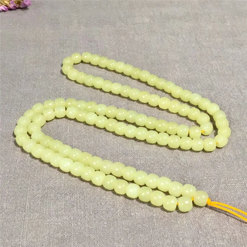 

Цепочка для свитера в старом стиле из нефрита Hetian с желтым ртом, 108, ручная цепочка с бусинами Будды