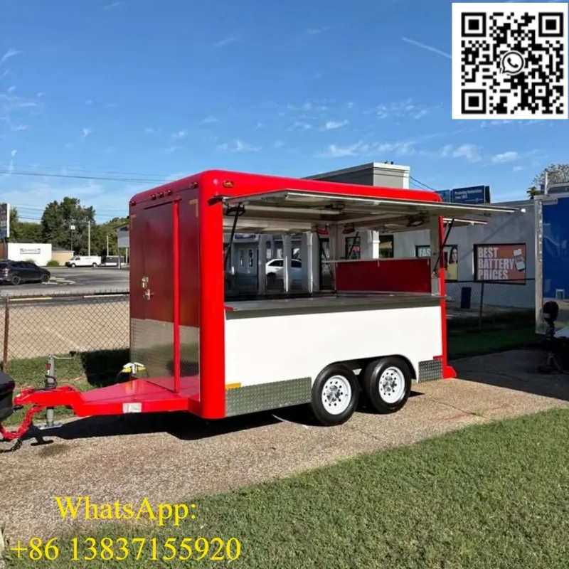 OME Classic  Square Food Trailer Double Axle Mobile Kitchen Fully Equipped Ice Cream Snack Food BBQ Concession Trailer Sale