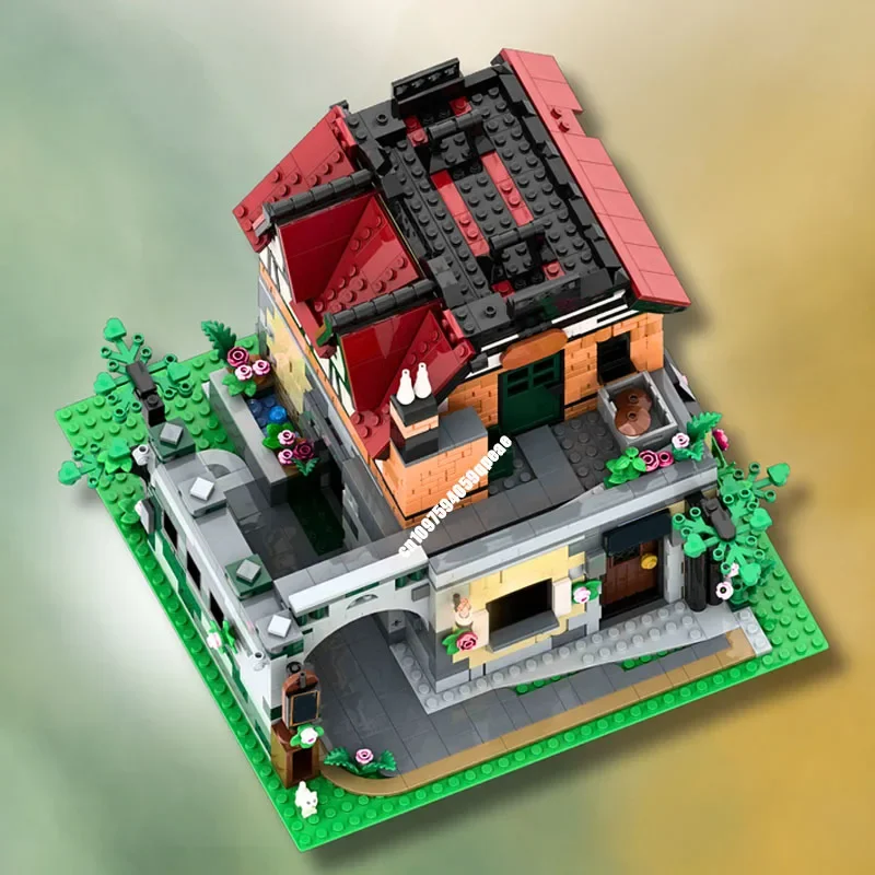 Nieuwe 1917 Stuks Moc Europese Middeleeuwse Street View Old Guarded Inn Model Aangepaste Puzzel Diy Creatieve Ideeën Kinderen Speelgoed Verjaardagscadeau10350