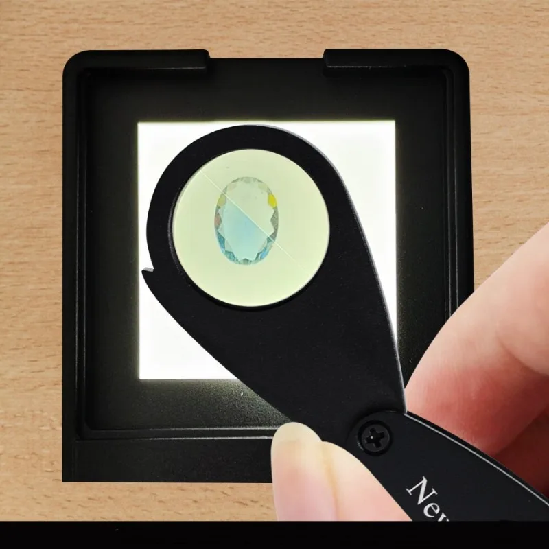 Portable dichroic mirror, jewelry magnifying glass tool, polychromatic gemstone identification