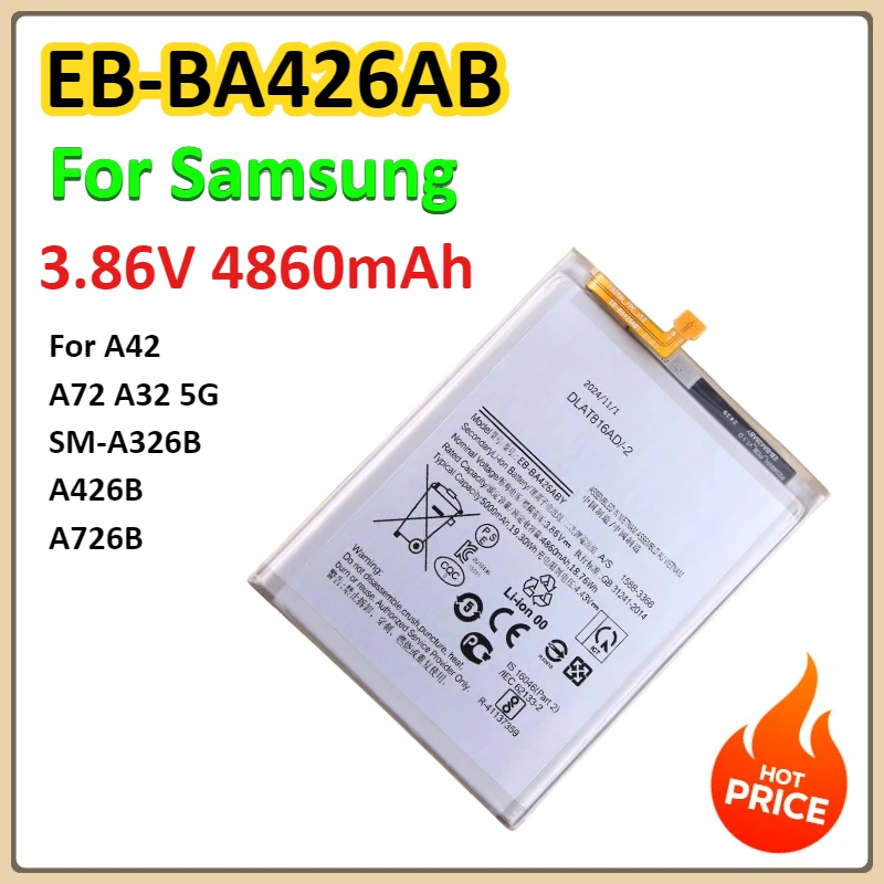 

EB-BA426ABY 4860mAh For Samsung A42 A72 A32 5G SM-A326B A426B A726B Replacement Mobile Phone Battery