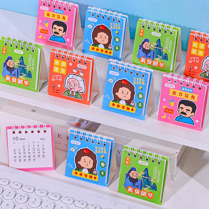 2025 Mini Cartoon Desk Calendar Cute Portable Pocket Small Daily Planning Calendar Manage Time Schedule Desktop Decoration