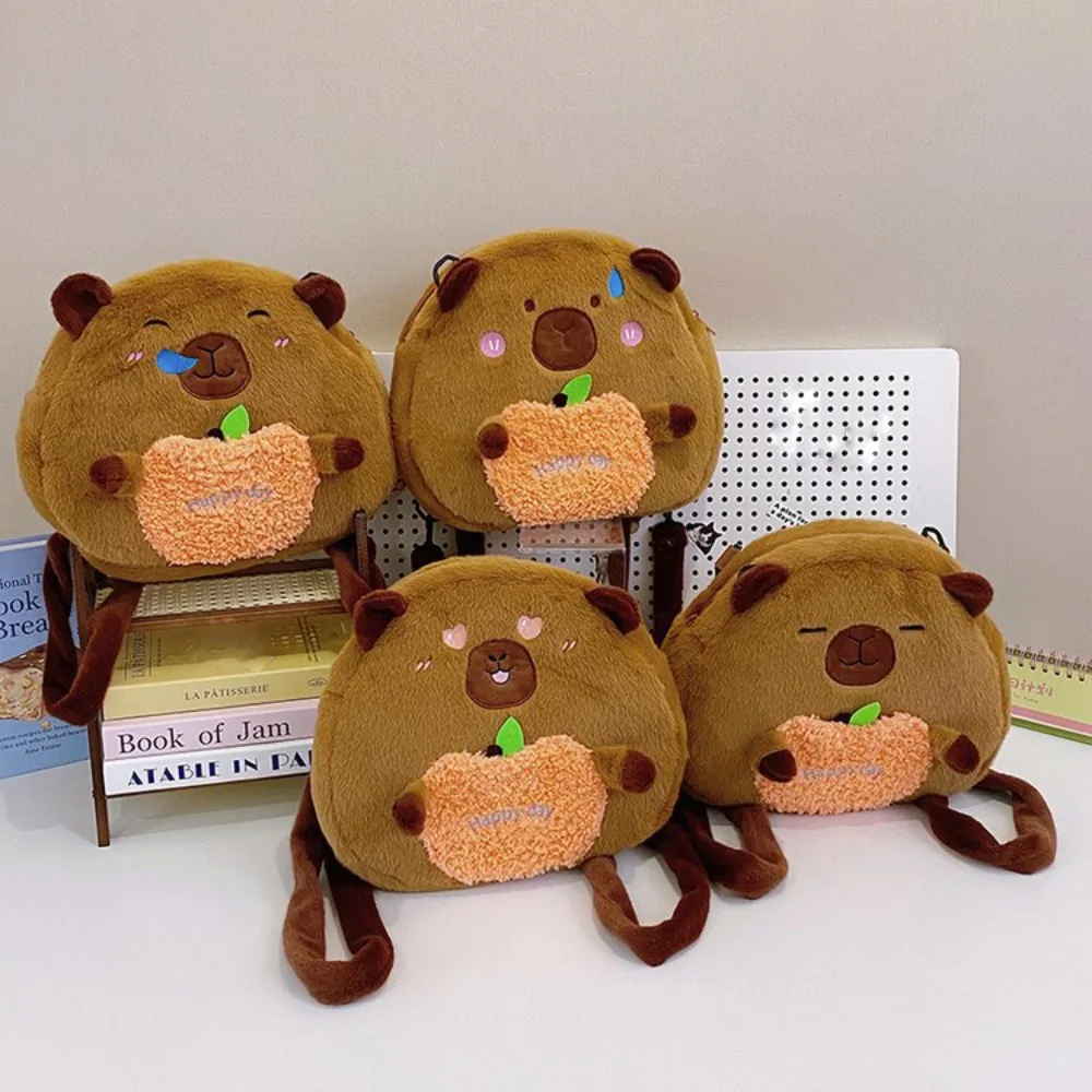 

Children's Gift Stuffed Capyabra Backpack Soft Plush Capyabra Plush Bag Cute Lightweight Cartoon Doll Bag Daily