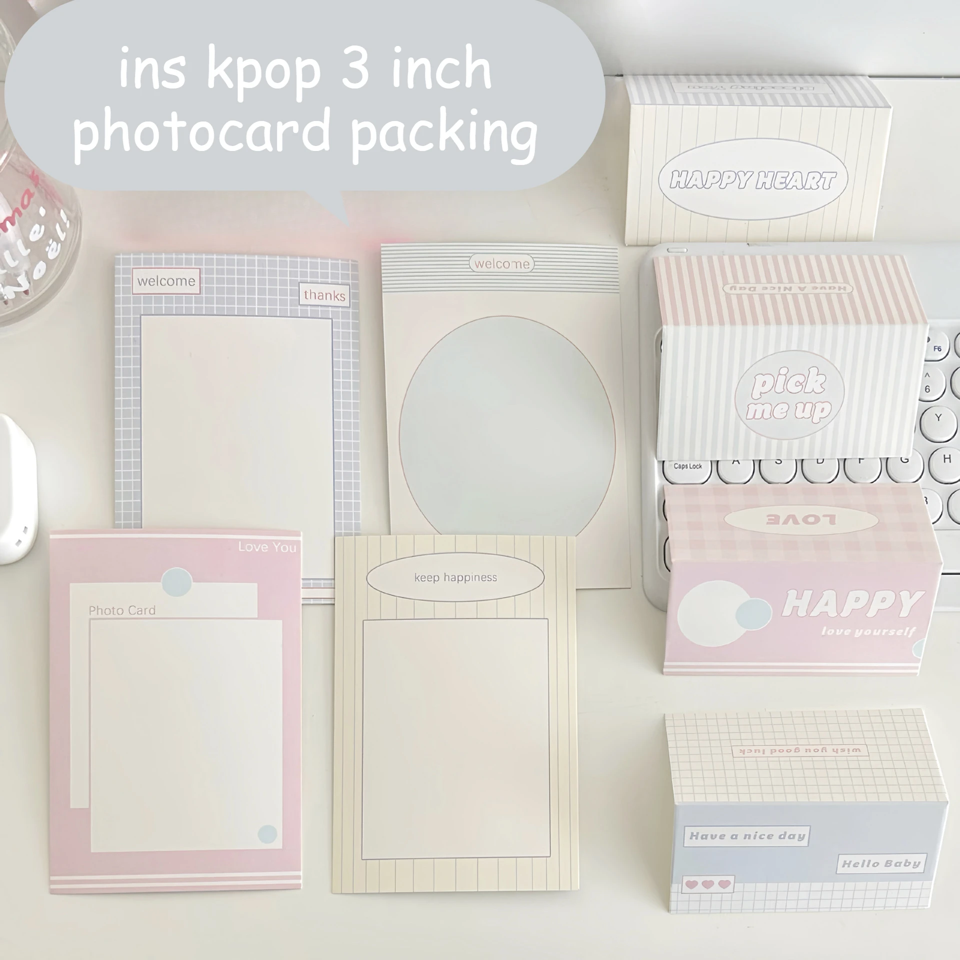 10Pcs Korean Ins Simple Little Fresh Card Head/Card Back Kpop 3-inch Photocard Packing DIY Decor Material Card Protect Cardboard