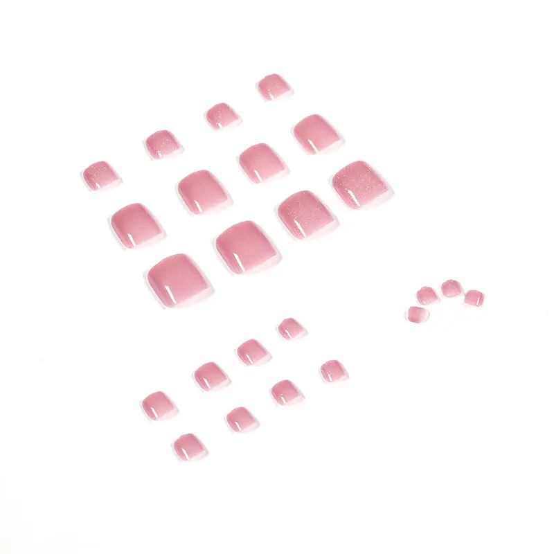 Unhas postiças para manicure, macio, transparente, branco, pêssego, verão, pé, estilo curto, 24 pcs/box