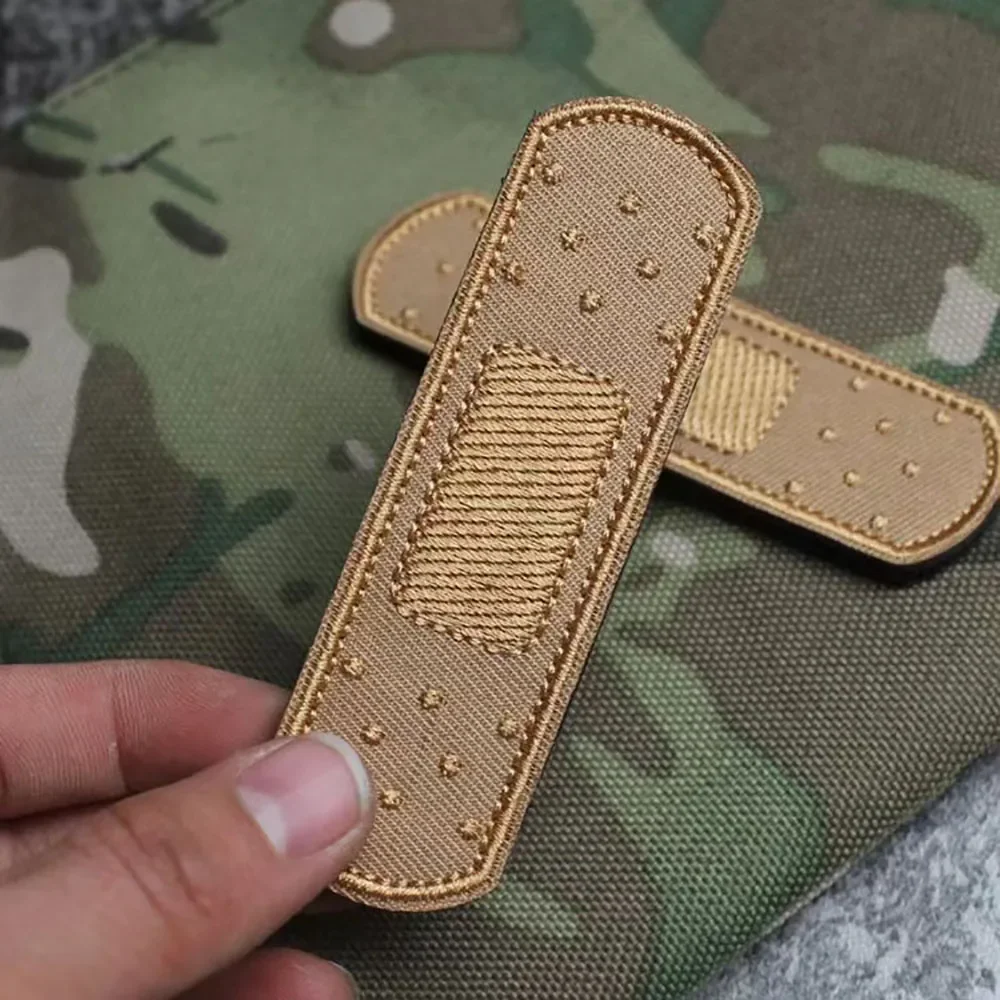 1PCS False Band Aid Bandage Strip Embroidery Cloth Patch with Hook Loop Decoration Appliques Military Patches for Backpack Hats