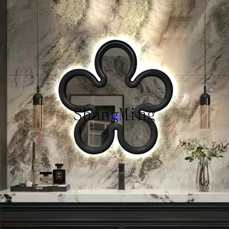 

SM new cream wind bathroom mirror flower wall hanging washbasin premium toilet mirror