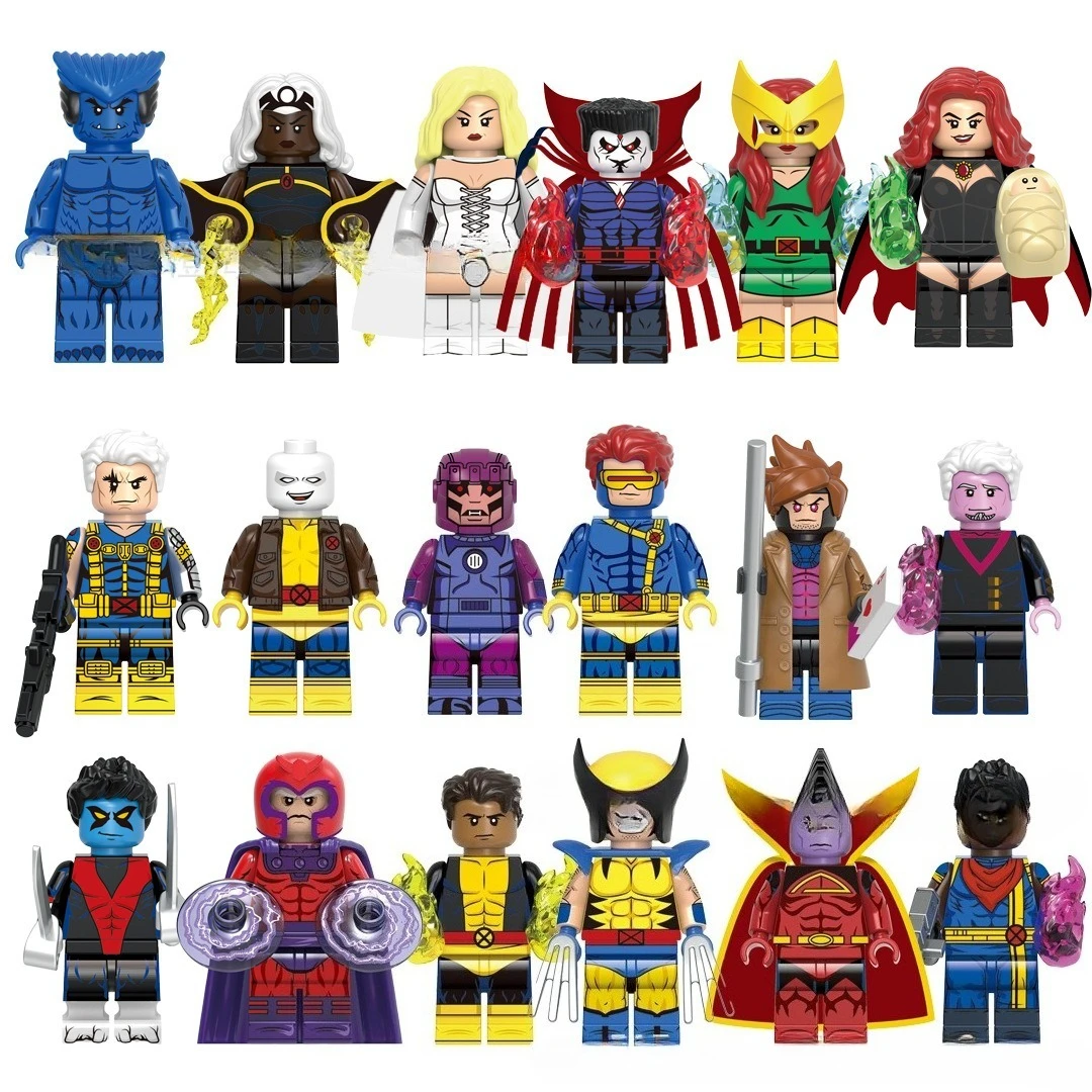 

New Superhero Movie Figure X-Men Peripheral Assembling Building Blocks Desktop Decoration Ornaments Kids Birthday Gift Toys