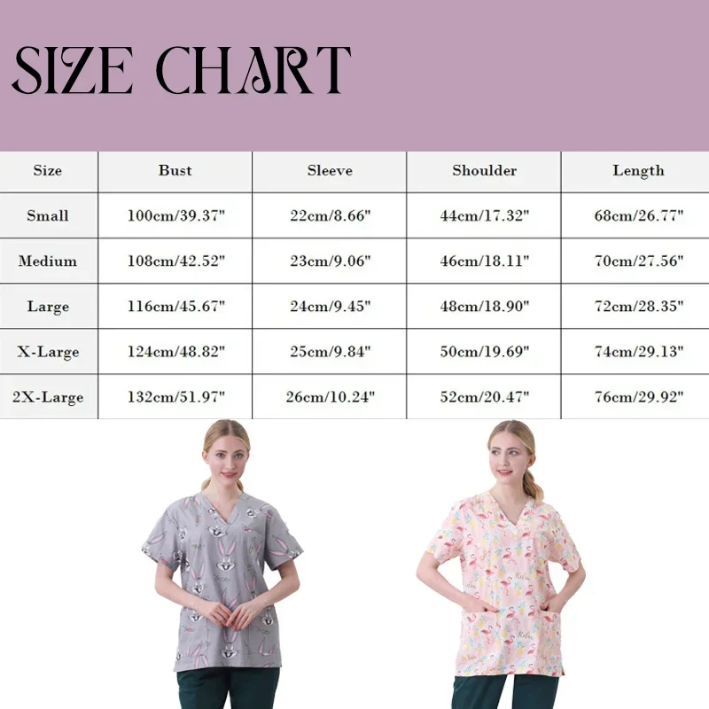 여성 만화 의류, 유니섹스 스크럽 탑, 동물 프린트 스크럽 블라우스, 의료 유니폼, 병원 간호사 의사 작업복