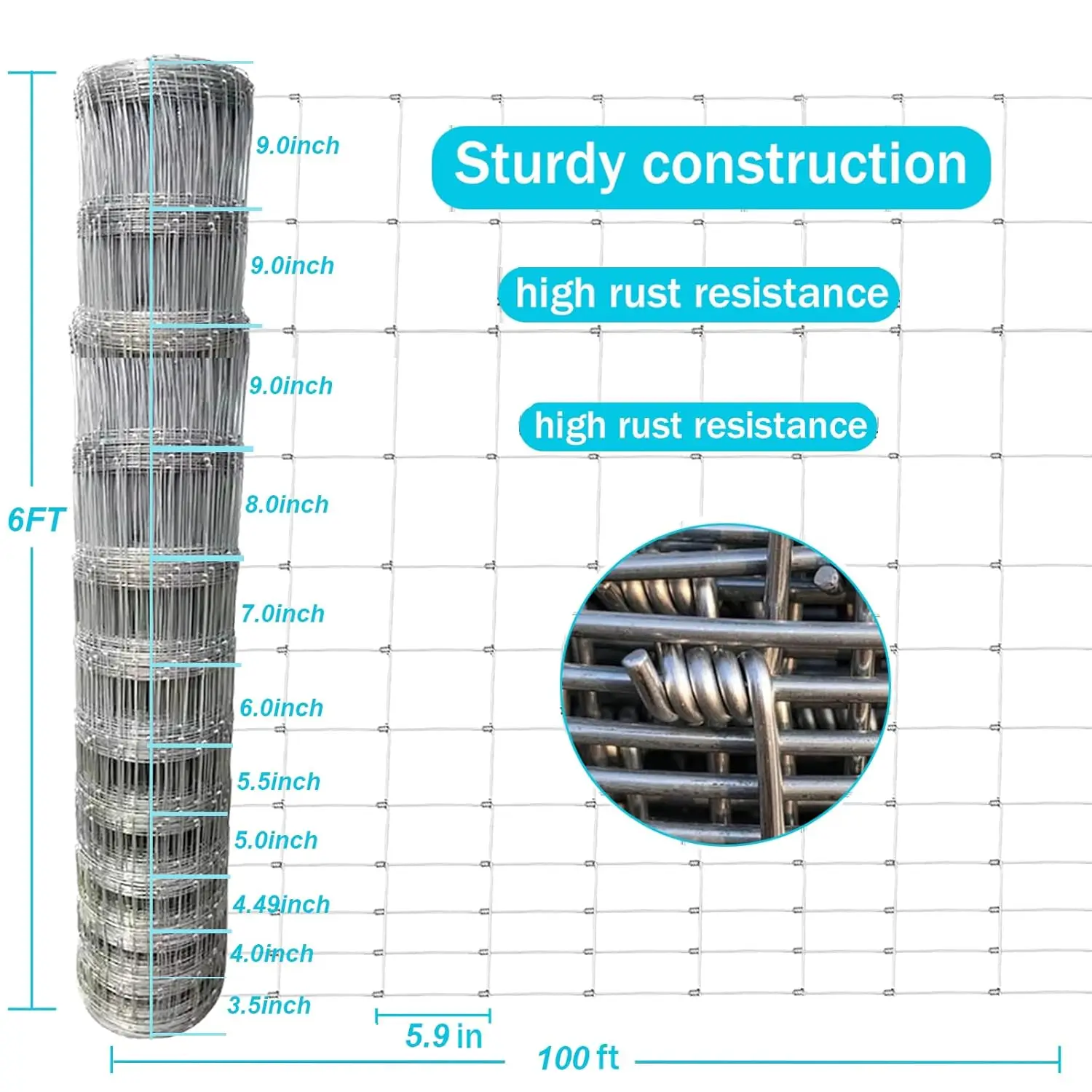 Heavy-duty galvanized fence in field
