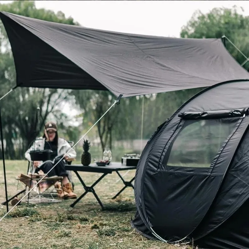 Camping Tent Double Layer 4 Person Waterproof Automatic Beach With Uv Protection Hiking Tourist Awning Mosquito Net Shelter