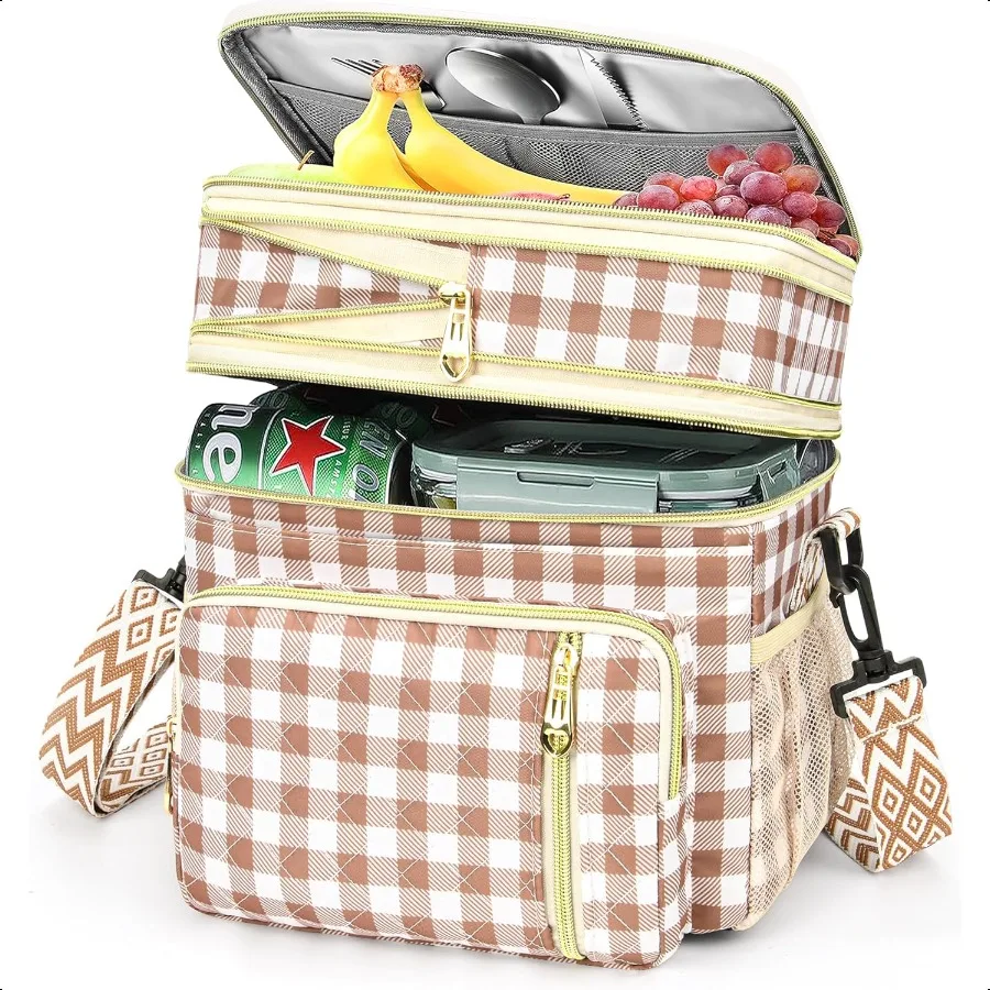 

Lunch Box for Women16LInsulated Lunch Bag Women Expandable Doublelayer Leakproof Cooler Bag with Upgrade Adjustable Shoulder St
