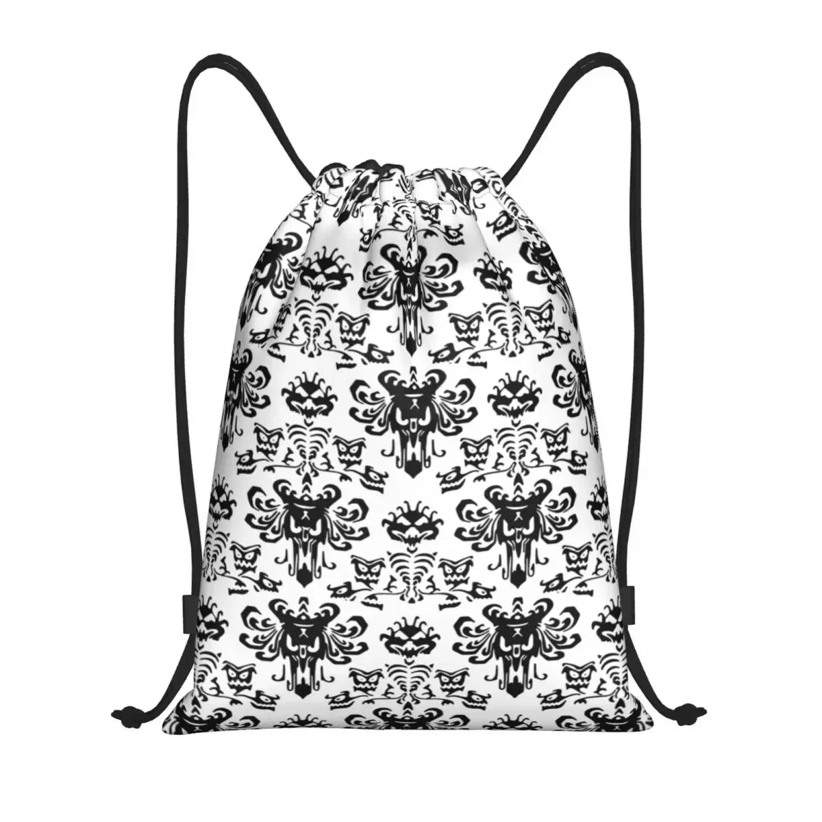 Custom White Haunted Mansion Drawstring Bag for Shopping Yoga Backpacks Men Women Halloween Grimace Sports Gym Sackpack