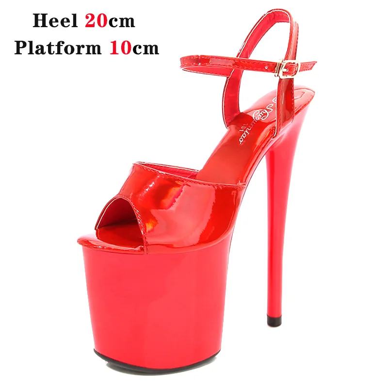 Women Shoes 20cm Heel Sexy Super High Pole Dance Party High Heels Sandals Platform Wedding Pumps Peep Toe Stripper Heels Silver