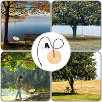 Children Wooden Swing Seat High Strength Load Bearing Disc Adjustable Rope Galvanized Ring Kids Fun Outdoor Indoor Toys