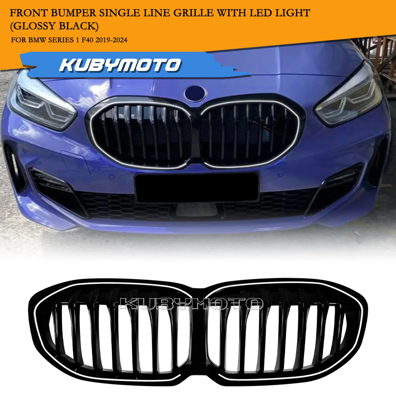 

Car Front Center Grille Kidney Grill Hood Mesh Grid with LED Light For BMW 1 Series F40 2019-2024