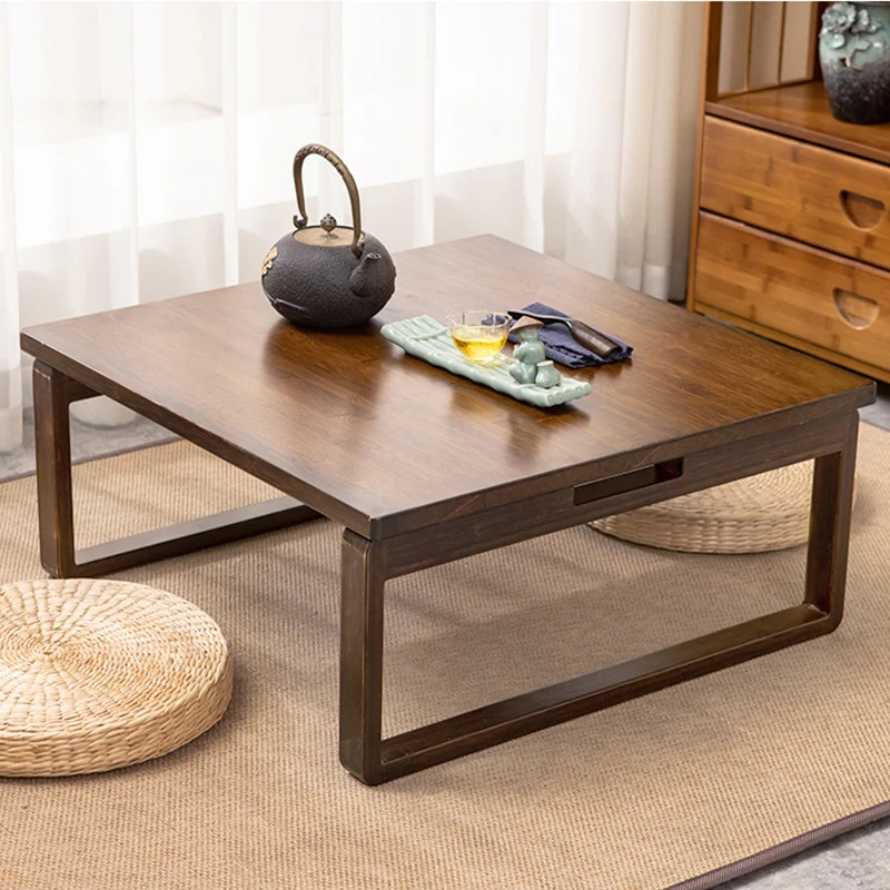 Japanese Solid Wood Zen Floor Desk Compact Tatami Stand Bedside Study Table Balcony Coffee