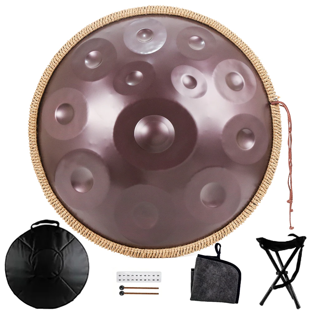 

432Hz Steel Handpan Drum,D Minor,Kurd 9/10/12Notes,Comes with A Handpan Stand,Handan Backpack,Two Mallets And A Cleaning Cloth