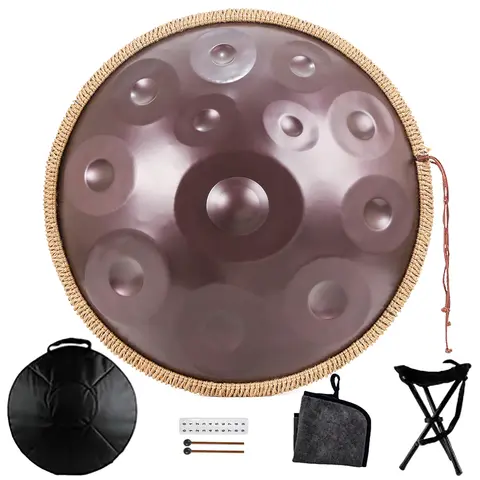432Hz Steel Handpan Drum,D Minor,Kurd 9/10/12Notes,Comes with A Handpan Stand,Handan Backpack,Two Mallets And A Cleaning Cloth