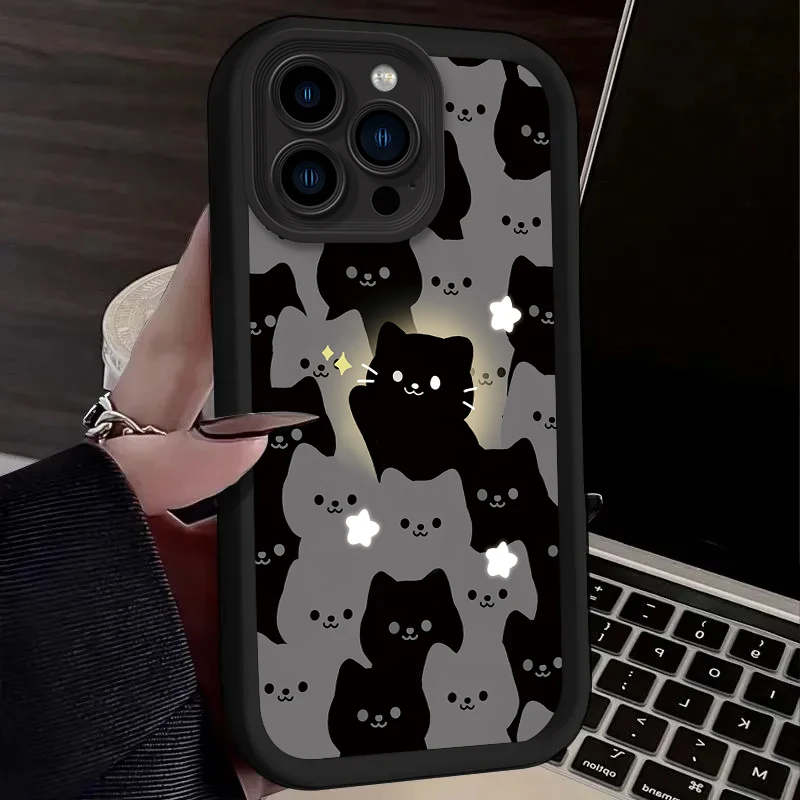 Custodia per telefono in silicone per coppia di gatti adorabili del fumetto per IPhone 17 Air 16 16E 15 14 13 12 11 Pro Max X XS XS XS Max XR SE 2020 SE4 7 8