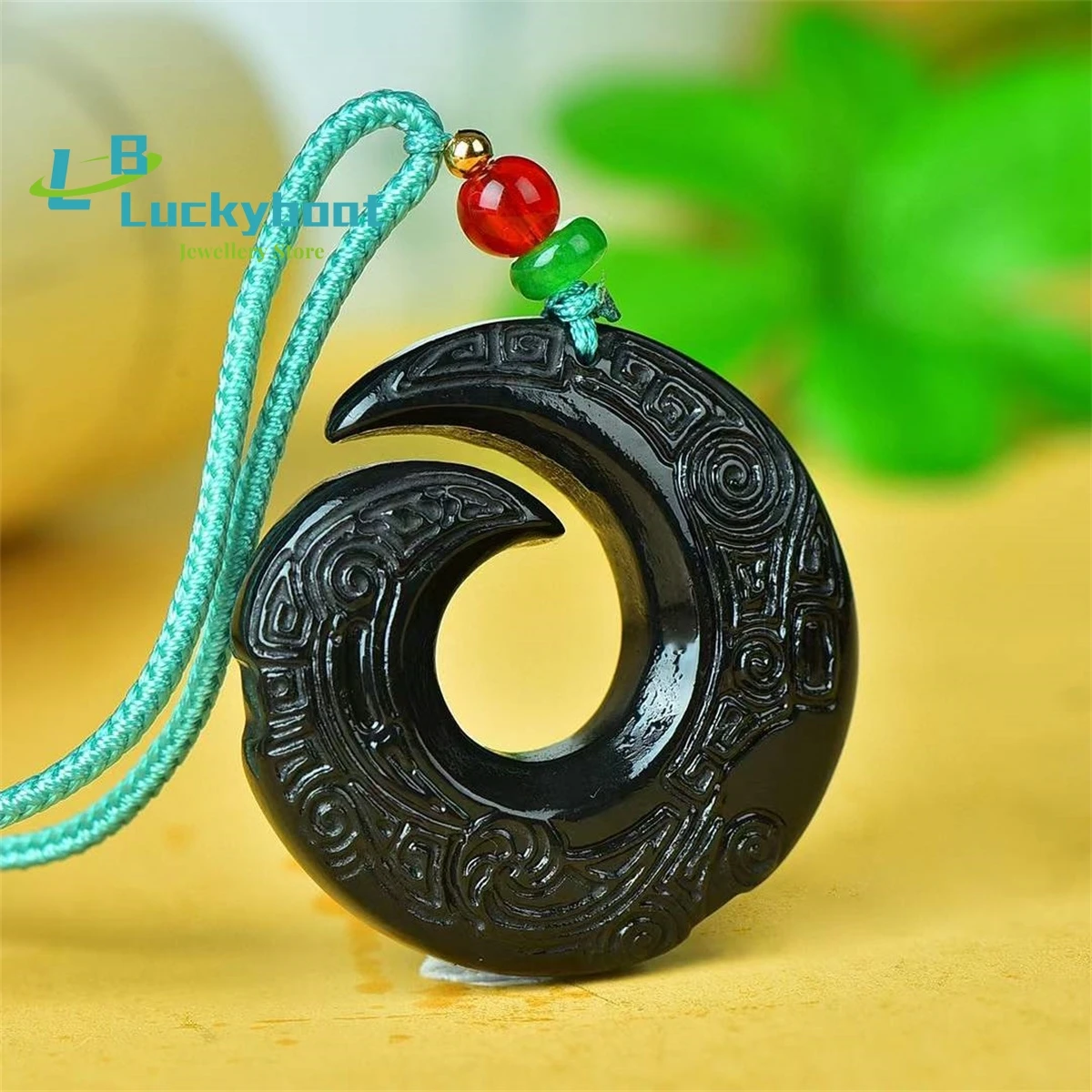 Natural Black Gold Silk Jade Timely Running Pendant Simple and Personalized Fashion Versatile for Men and Women