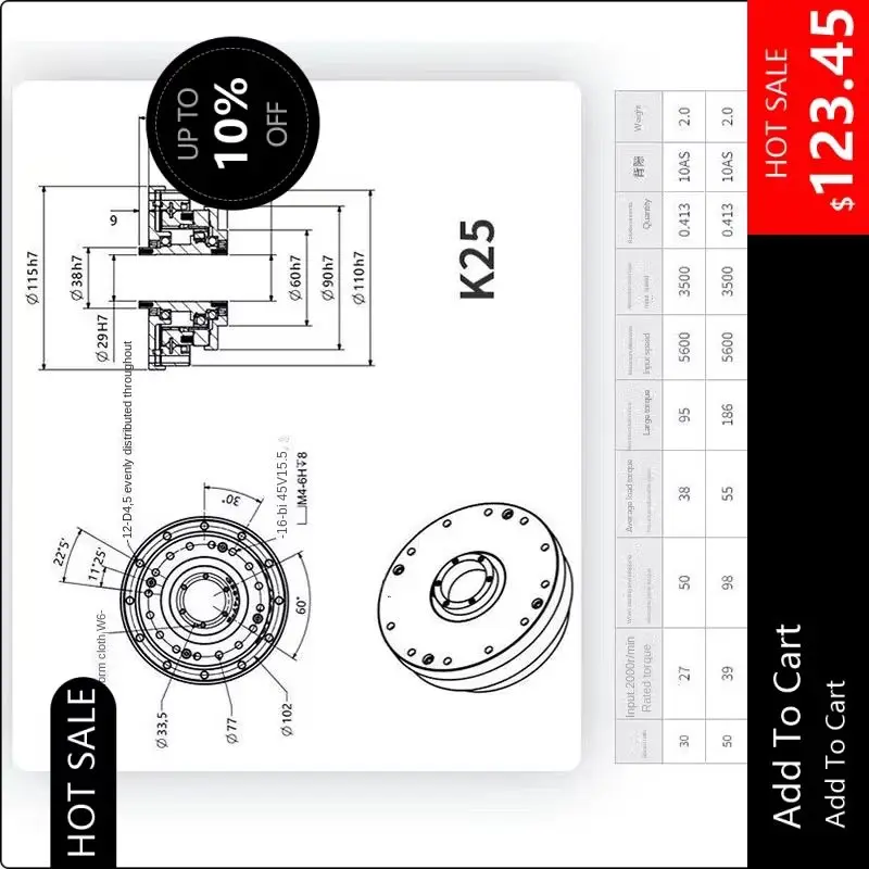 Wxk32-100 Harmonic Reducer, Hollow Transmission Precision Reducer for Industrial Collaborative Robot Arm Joint
