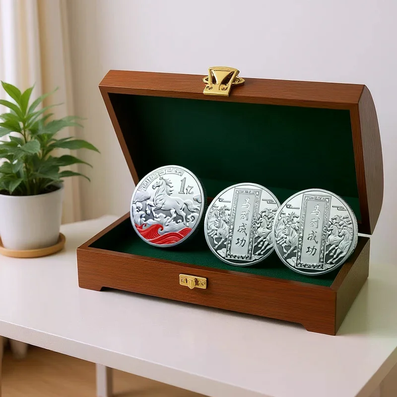 عملة الديكور 2026 زودياك الحصان الملونة التذكارية ميدالية سنة الحصان عيد ميلاد هدية صغيرة الحرف المعدنية الحدث تذكارية #3