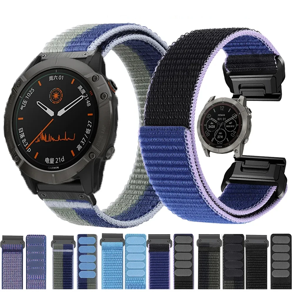 

QuickFit 26mm Nylon Replacement Straps For Garmin Fenix 7X 6X 6XPro 5X Plus 3HR Smart watch Band Bracelet Fenix7 Enduro 2 Correa