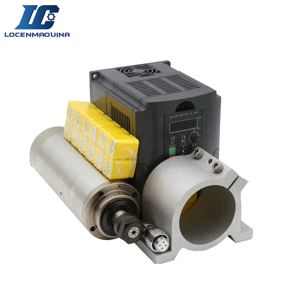 2.2KW Water Cooled Spindle Kit 2.2KW Spindle Motor+2.2KW VFD+Dia.80mm Spindle Clamp+12 Pieces ER20 Collets