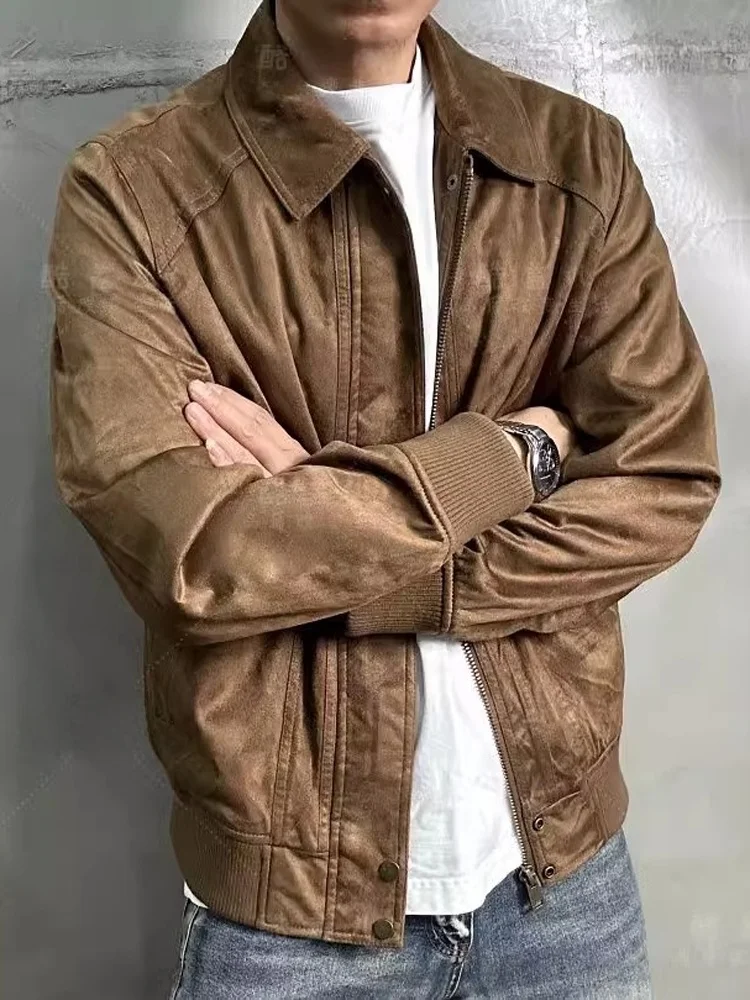 

2024 New Men's Pure Color American Workwear Jaet Faionable Versatile Outerwear for Autumn Winter Stand Fit Urban Sle