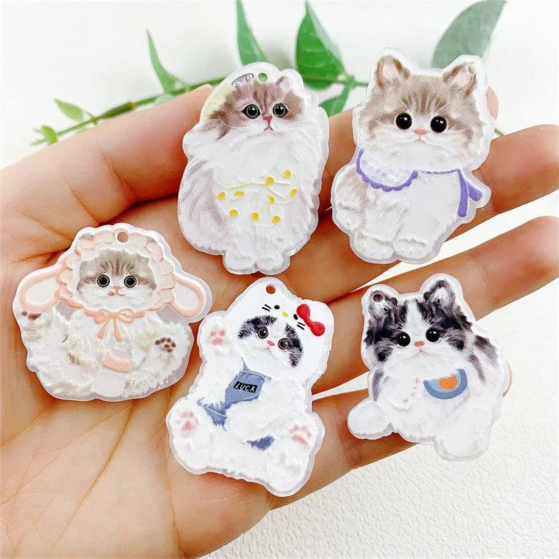 2024 New style Relief effect 56pcs/lot color dog pattern print cartoon animals pet shape acrylic beads diy jewelry accessory