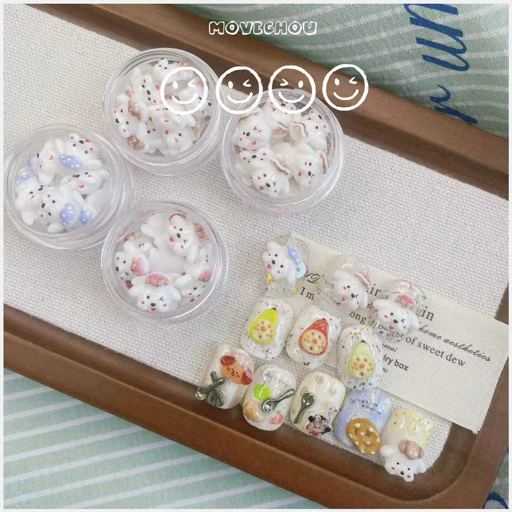 1 Box Fruit Animals Series Manicure Art Accessories Kawaii 3D Strawberry Avocado Dog Cutlery Powder Diy Nail Art Decorations