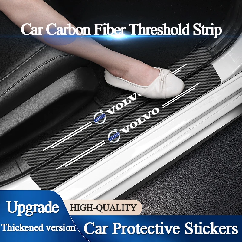 Car Threshold Strip Anti-Scratch Door Sill Protect Accessories For Volvo XC60 V50 V70 S90 XC40 S80 T6 V90 EX30 EX90 EM90 C40 S40