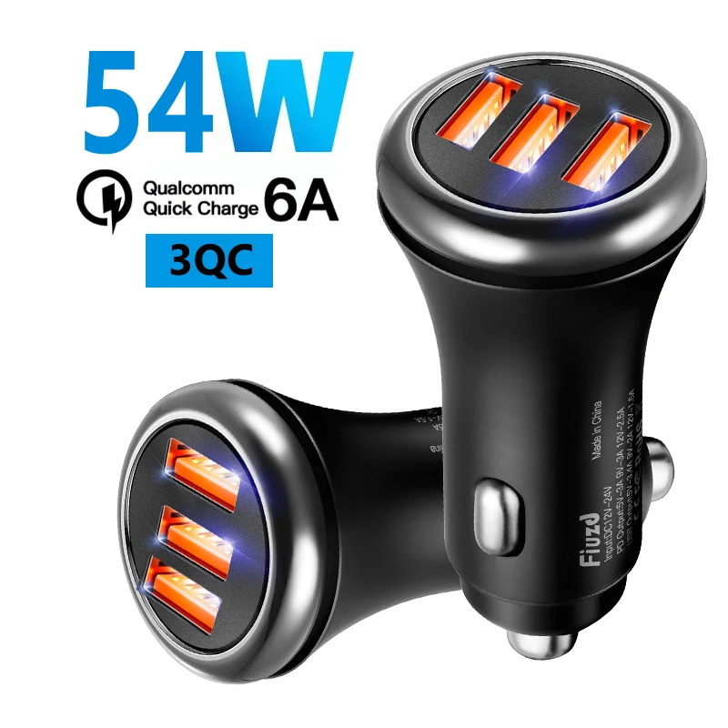 

Car Charger Quick Charge Cigarette Lighter Adapter 3Port USB A Fast Charging Phone Charger for iPhone Xiaomi Samsung