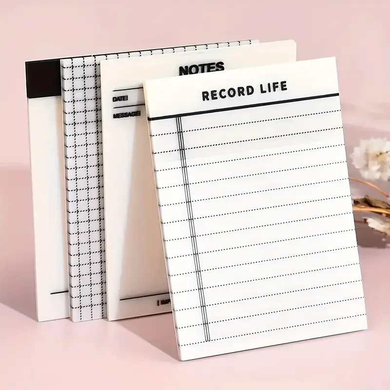 1PC Transparent PET Sticky Note Pad, Waterproof Grid Lined Memo Pad Stickers for School Students, Office Supplies