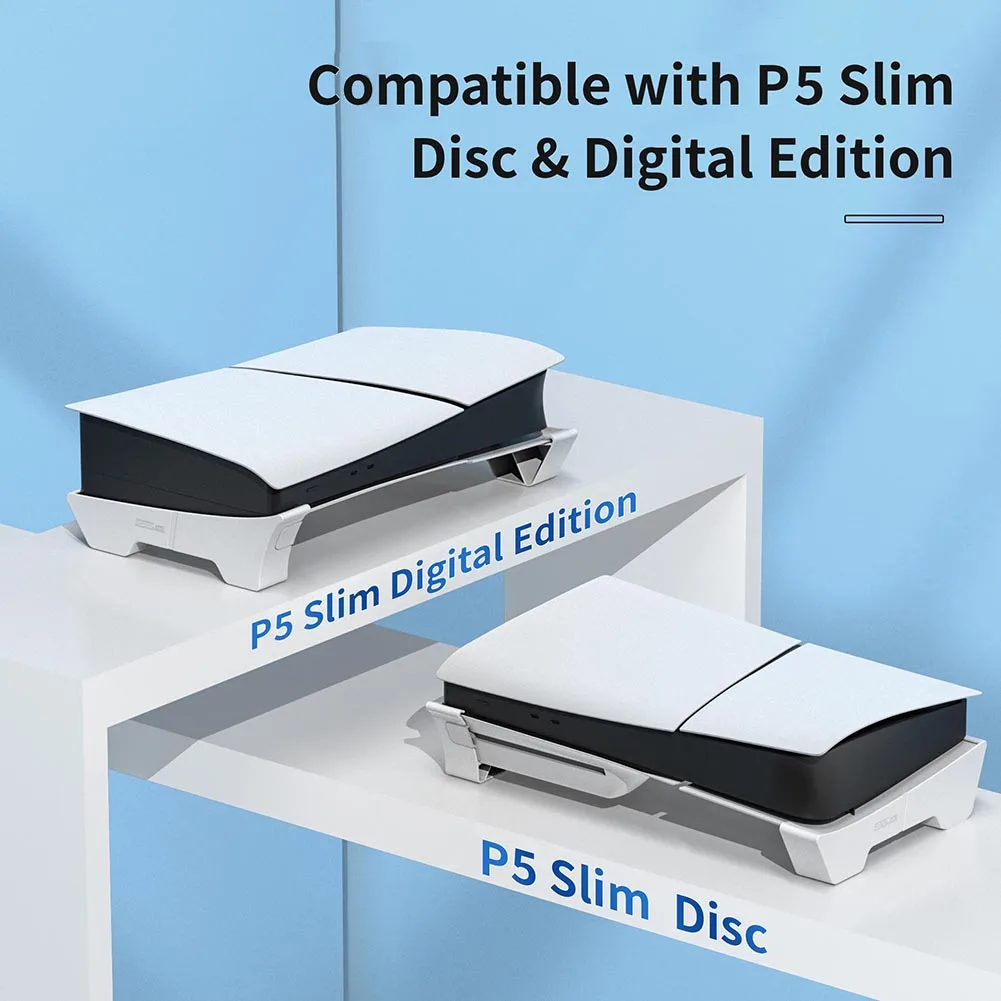 แนวนอน Cooling Stand สําหรับ PS5 SLIM Disc/คอนโซลดิจิตอลที่เพิ่มขึ้น Cooling Bracket สําหรับ PlayStation 5 SLIM เกมอุปกรณ์เสริม