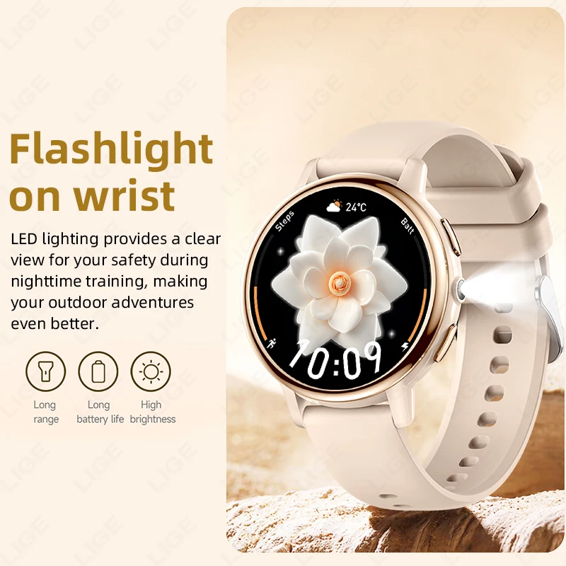 LIGE Nowy damski inteligentny zegarek damski okres menstruacyjny monitorowanie zdrowia Smartwatch Bluetooth Call 100+ trybów sportowych Smartwatches