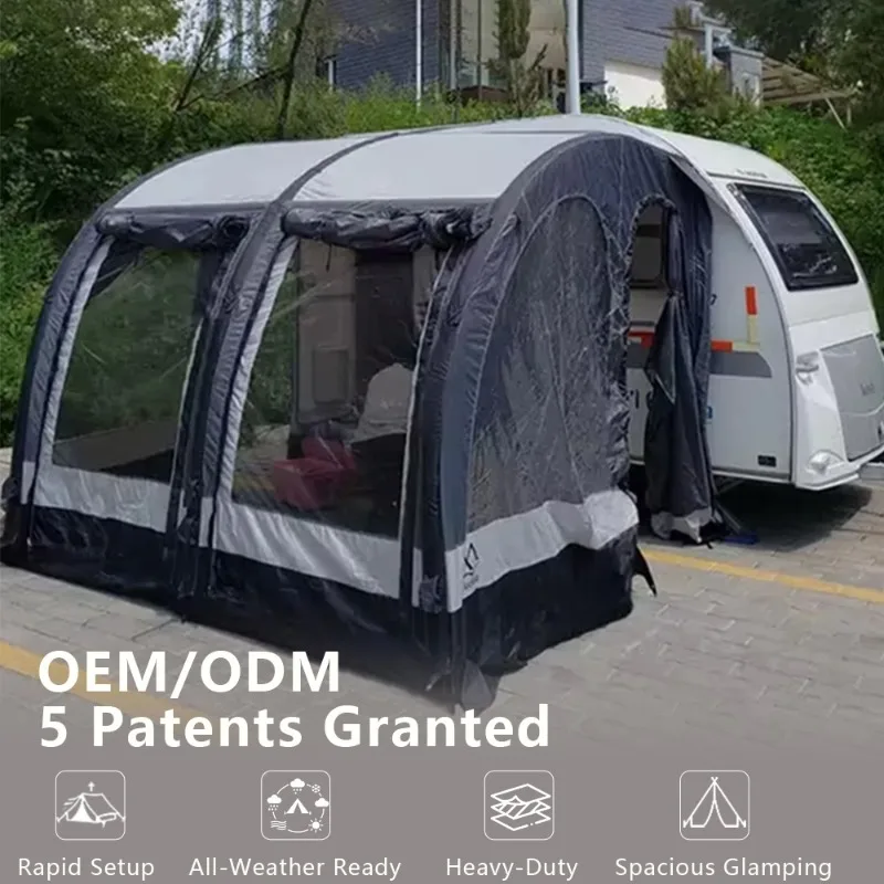 Brand Custom RV Tent Inflatable Caravan RV Camper Awning Canopy Camper Annex Blowup Tent Drive Away Campervan Air Awning