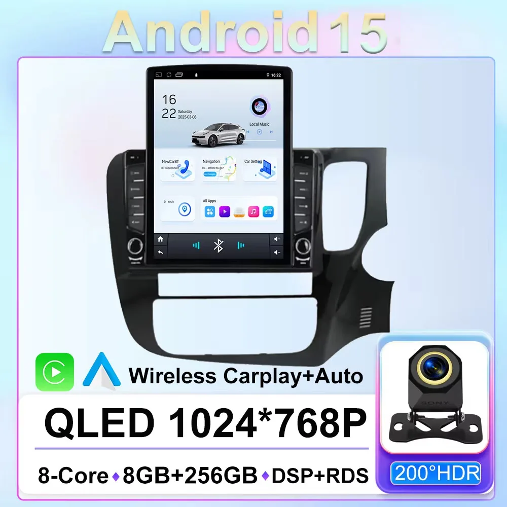 9.7 Android14 For Mitsubishi Outlander 3 XL RHD 2012-2025 Car radio car Multimedia Video Player 2Din Carplay Auto Stereo DVD CAM