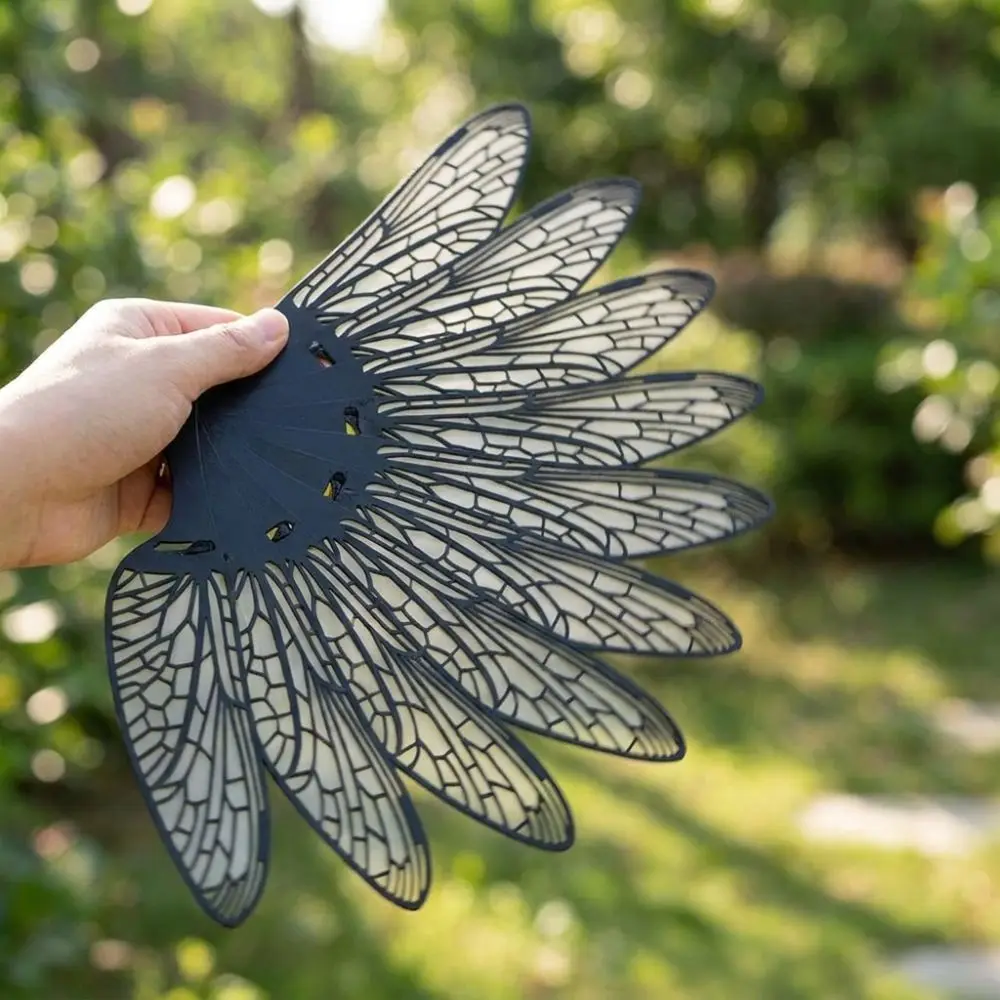 3D Printed Dragonfly Wing Folding Fan Realistic Feather Portable Handheld Feather Fan Plastic Artistic Decor